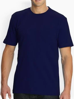 Men Navy Blue Solid Round Neck T-shirt